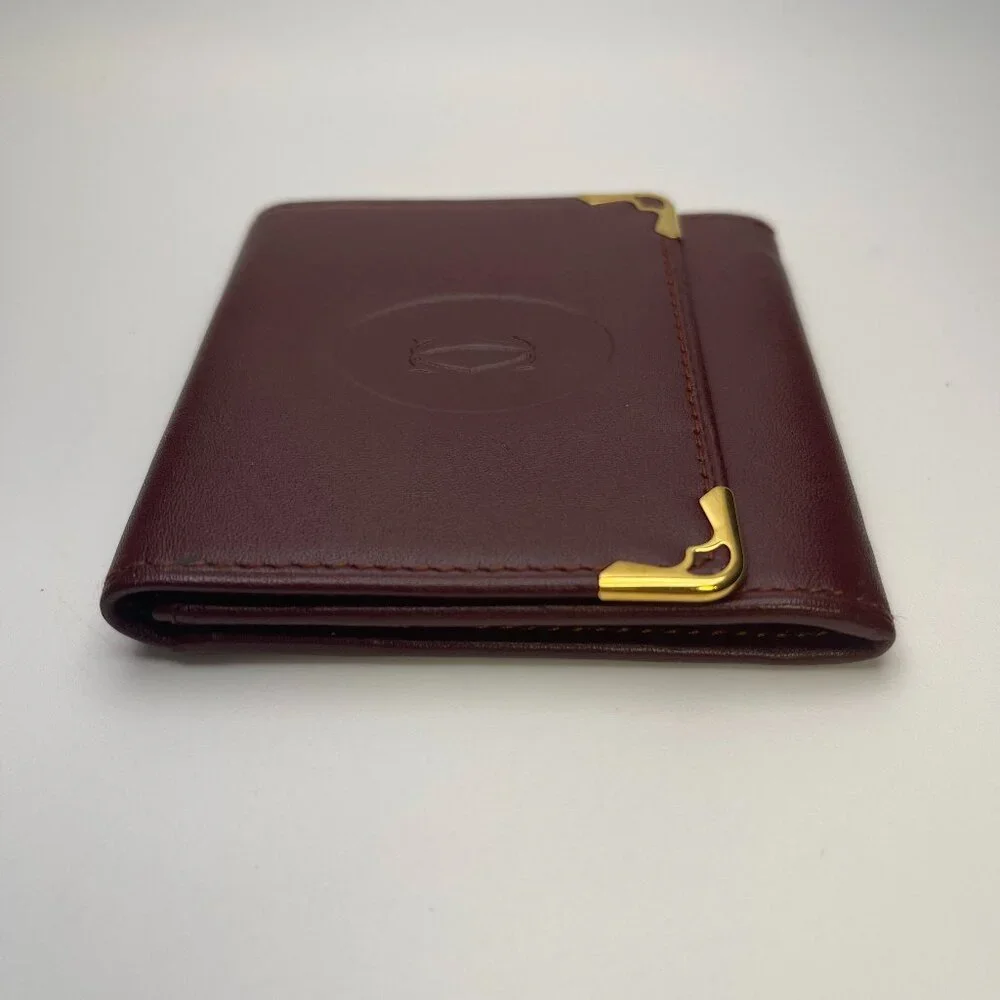 Cartier Vintage Burgundy Leather Coin Pouch Wallet - Preowned